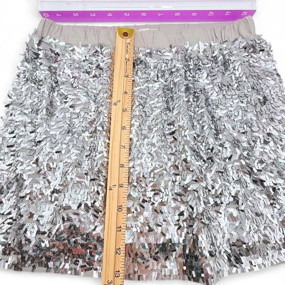 Crewcuts Silver Sequin Knit Mini Skirt Girls 8 Swifty Holiday Party Glam Lined - Picture 3 of 6